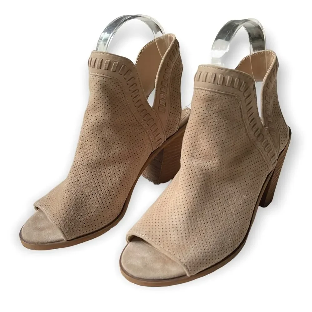 Steven Madden Ankle Boots Marco Suede Perforated Open Toe Sling Back Sandals 6.5